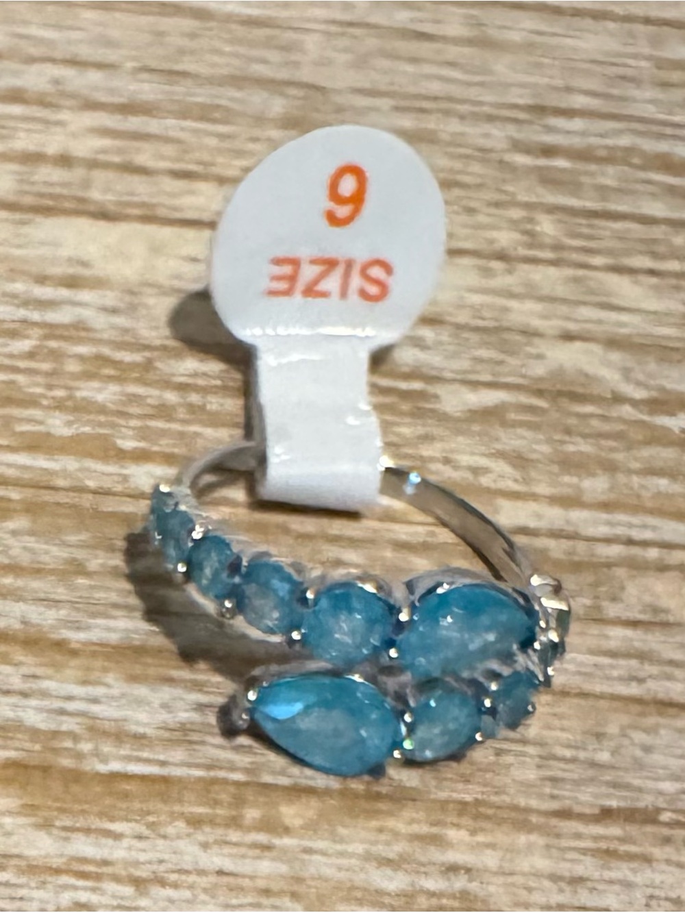 Bomb Party 925 Blue Teardrop Crystal Wrap Ring - Picture 5 of 7
